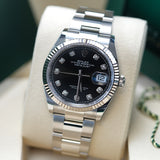 Rolex Datejust 36 Schwarz Dia - 126234 - LC100 08/2026 - Neu und Ungetragen - Erstkaufrechnung - Full Set