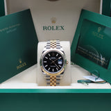 Rolex Datejust 41 Stahl Gold Schwarz - 126333 - LC100 09/2025 - Neu und Ungetragen - Full Set