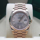Rolex Day Date Everose Sundust Baguette - 228235 - 12/2024 - New and unworn - Full Set