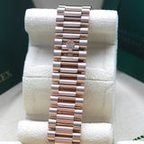 Rolex Day Date Everose Sundust Baguette - 228235 - 12/2024 - New and unworn - Full Set