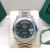 Rolex Day Date Weissgold Olive - 228239 - 03/2024 LC100 - Neuwertig - Erstkaufrechnung - Full Set