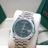 Rolex Day Date Weissgold Olive - 228239 - 03/2024 LC100 - Neuwertig - Erstkaufrechnung - Full Set
